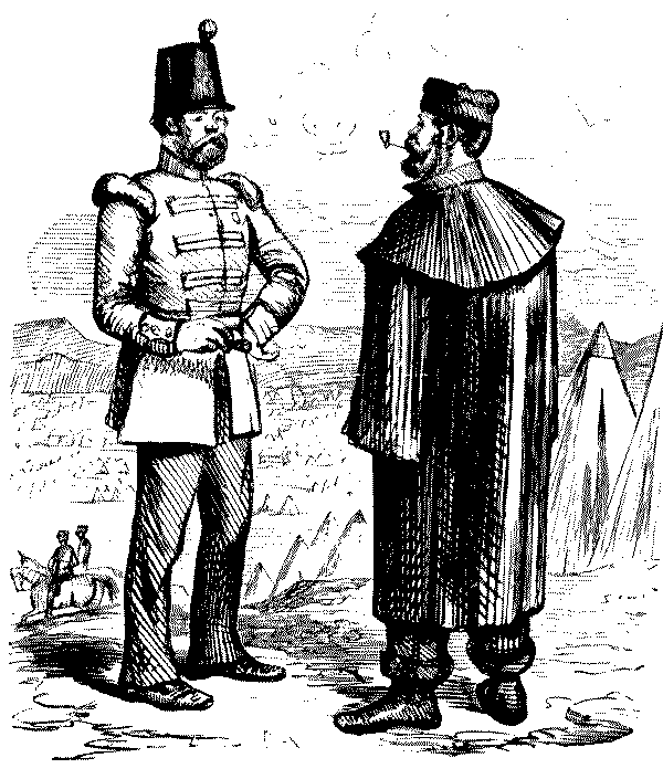 Two men talking.