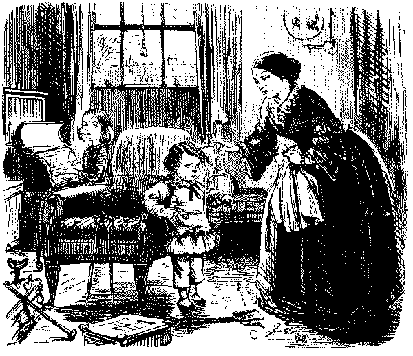Mother coversing with her son.
