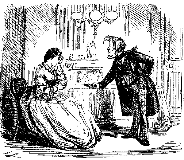 Man speaking to woman.
