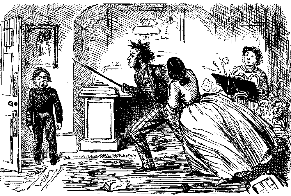 Man being restrained from attacking carol singer.