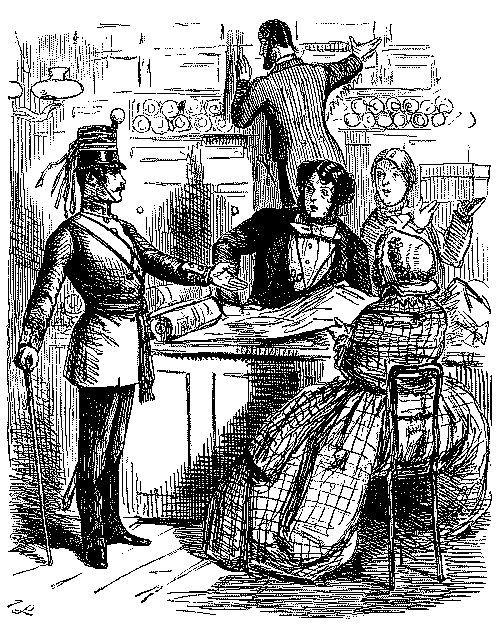 Male shop assistants serving ladies.