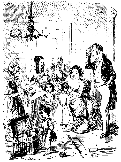 Wife talking to father of five girls.