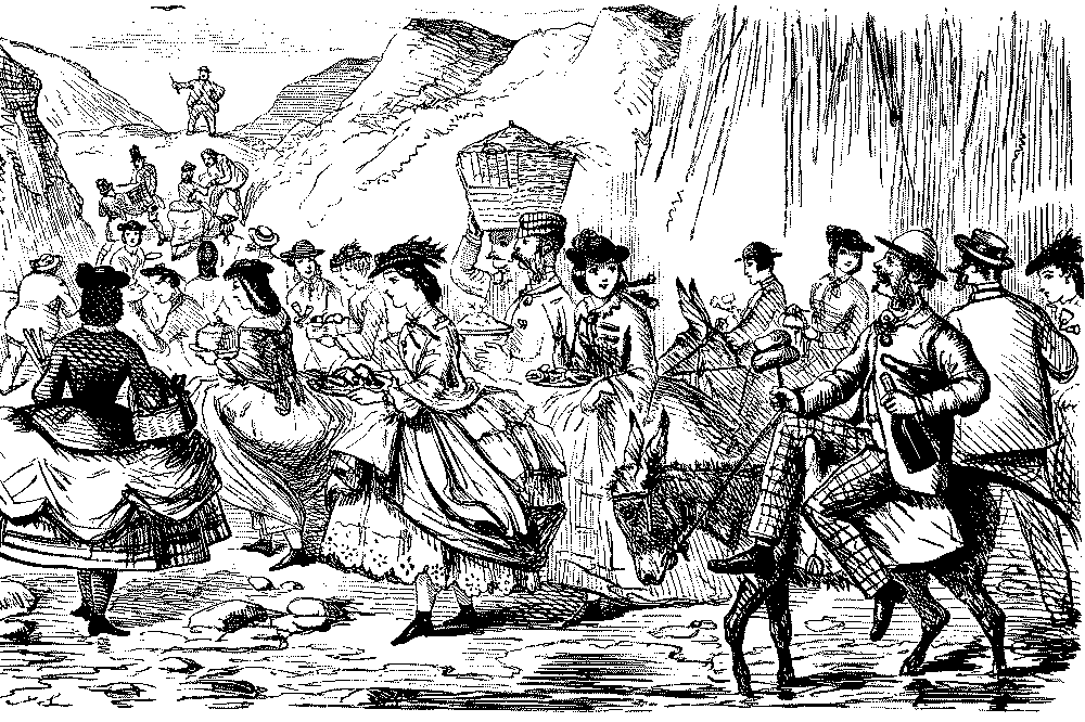 Crowd of people rushing from the beach.