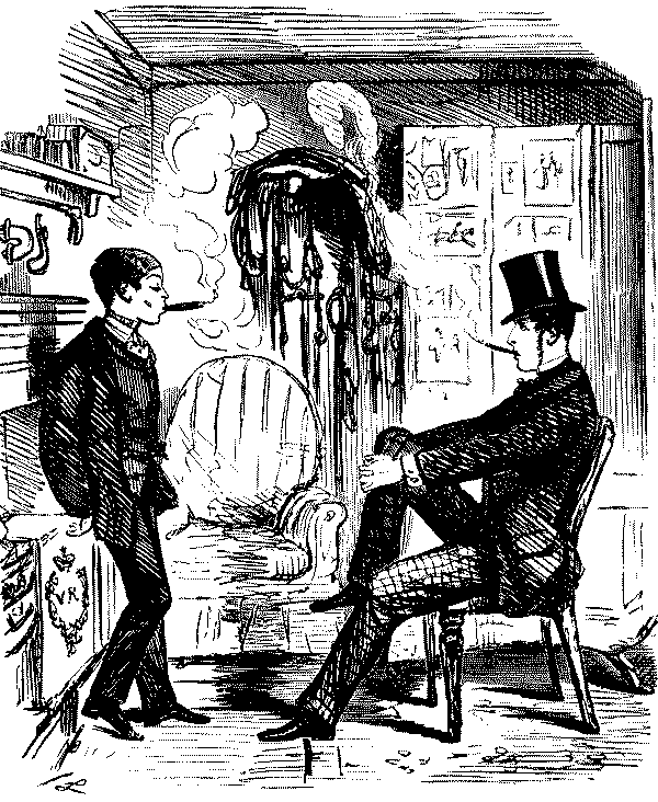 Two men talking.