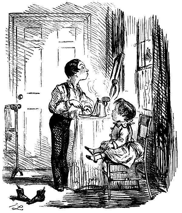 Man shaving whilst speaking to his brother.