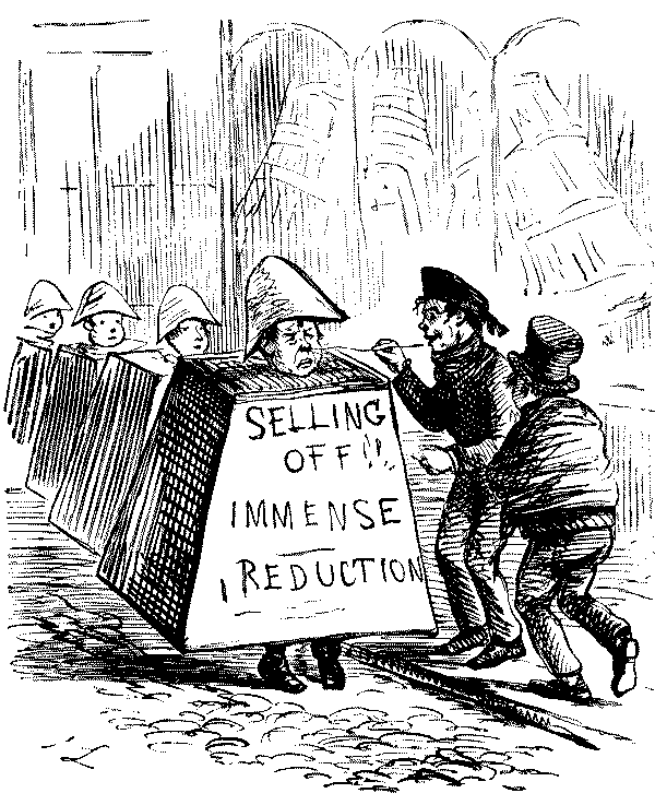 Boys tormenting defenceless billboard carrier.