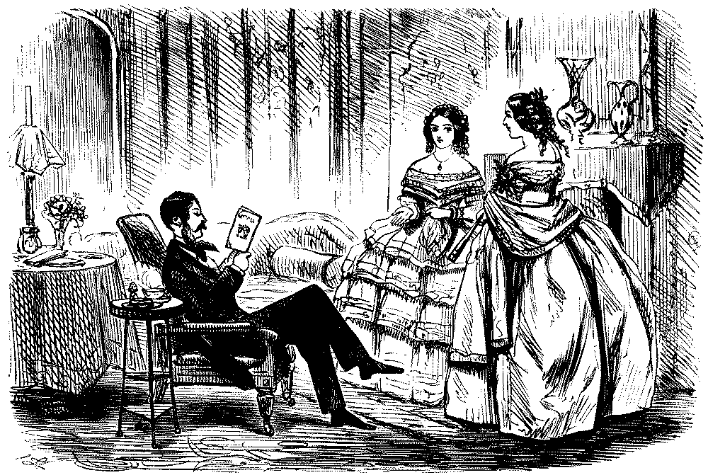 Two women discussing a husband.