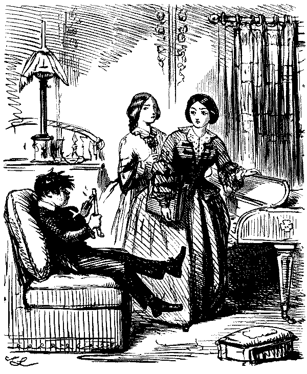 Boy speaking to young lady.