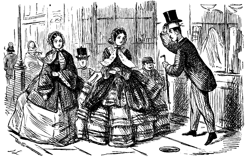 Gent. raising his hat to two ladies.