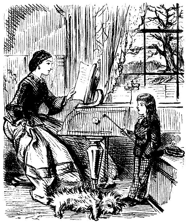 Small boy speaking with lady.