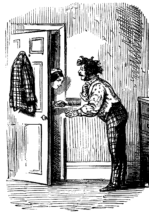 Maid telling visitor that his luggage has gone astray.