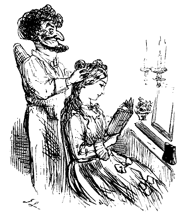 A hairdresser cutting a ladies hair.