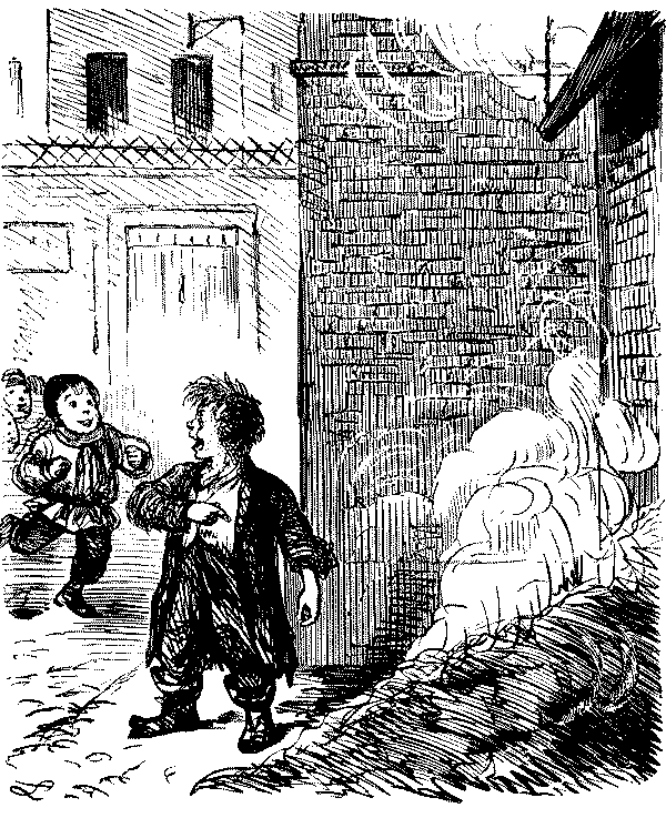 Two boys talking.