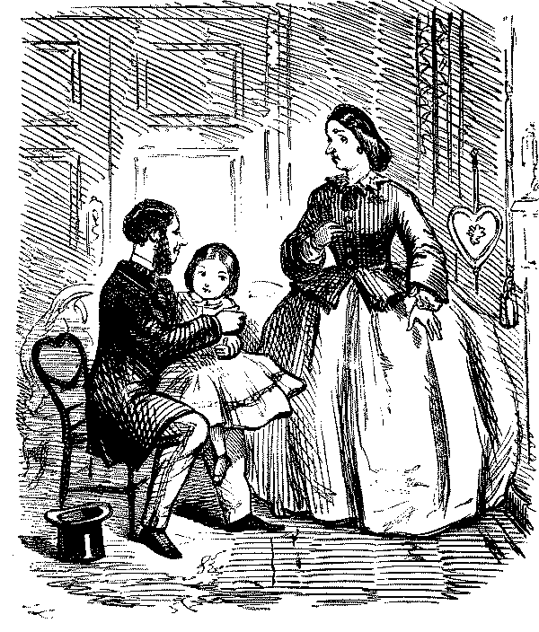 Man talking to girl in presence of her aunt.