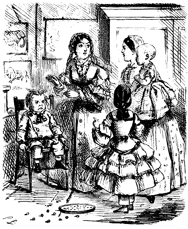 Lady in conversation with maid.
