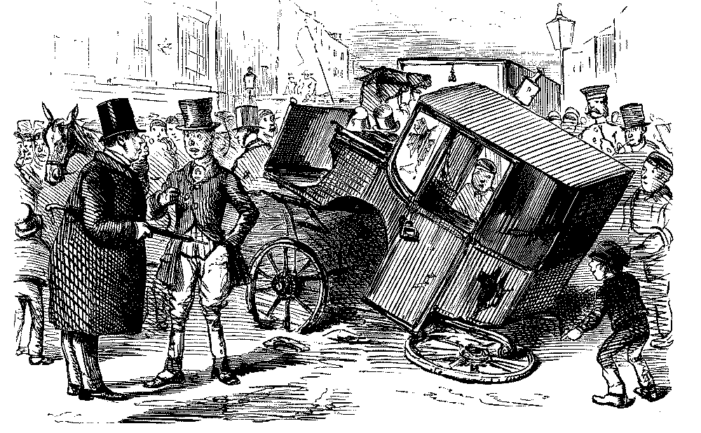 Runaway horse in an accident.
