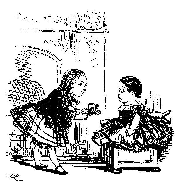 Girl playing with her doll.