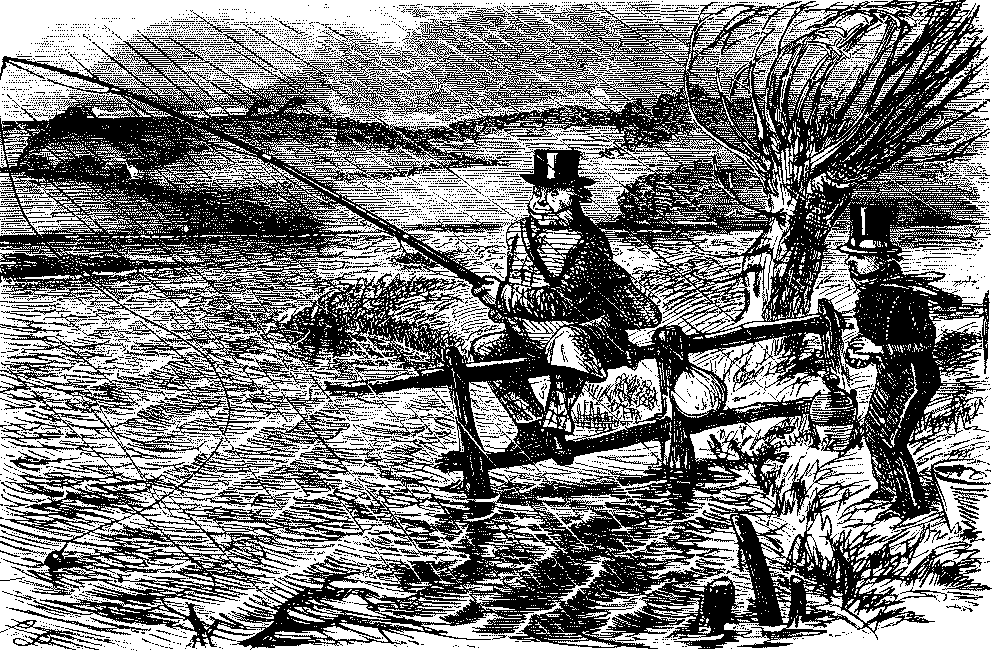 Angling scene at dawn.