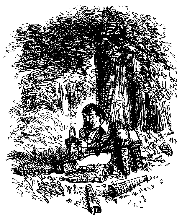 Man making basketwork.