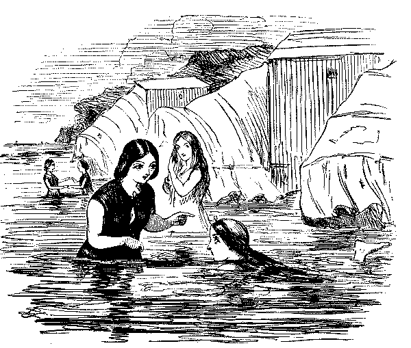 Girl pretending to swim.