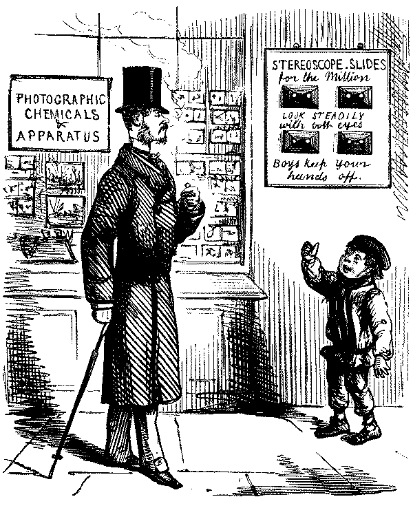 Urchin addressing well dressed gent.