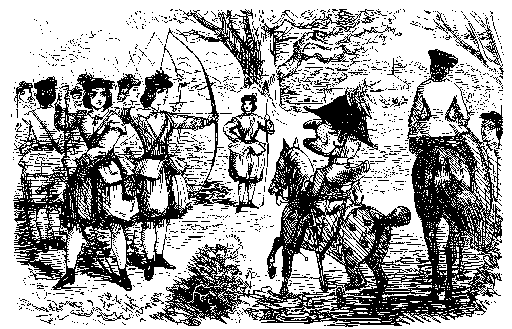 Company of female archers oberved by Mr. Puncch.