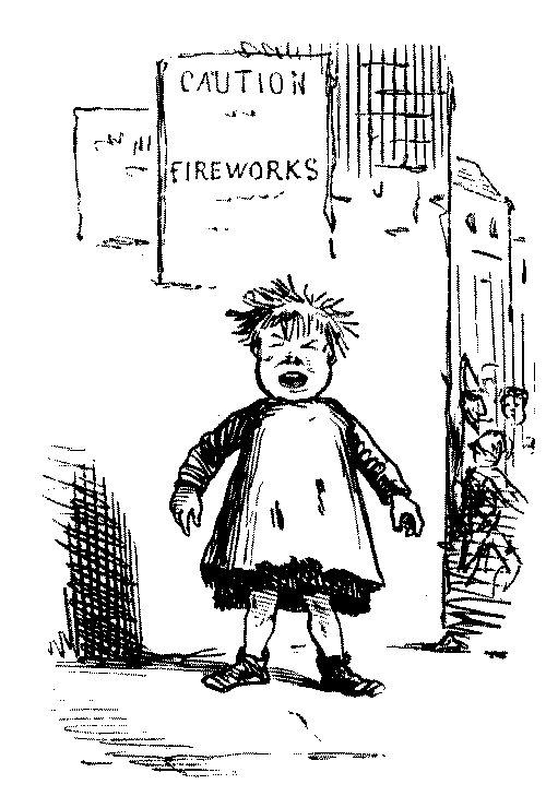 Child crying because of fireworks.