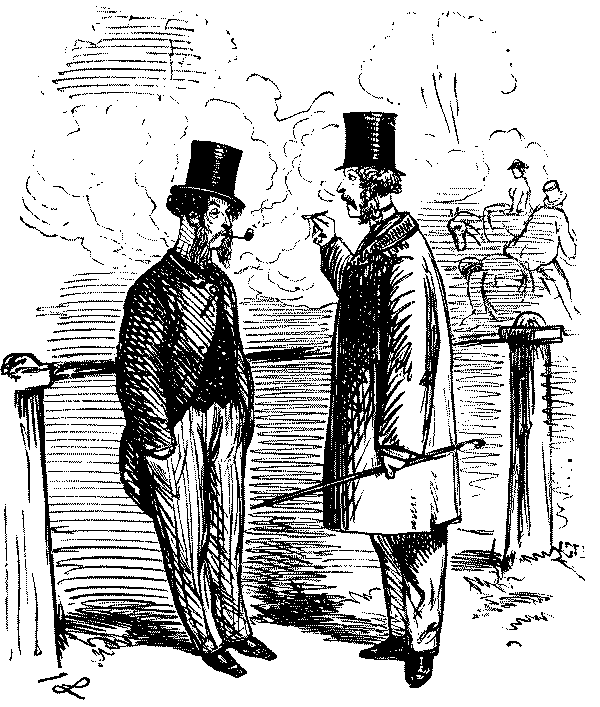 Two men talking.