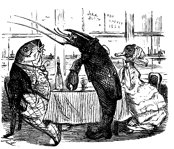Cartoon, dining fish.