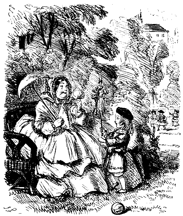 Small boy speaking to his elderly Granma.