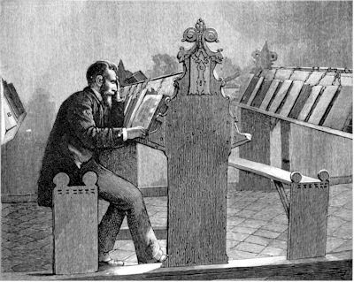 Fig. 3. Desk in the library at Zutphen: from a photograph. Fig. 3. Desk in the library at Zutphen: from a photograph.
