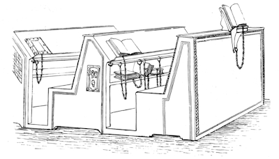 Fig. 6. Bookcases at west end of south side of Library, Cesena. Fig. 6. Bookcases at west end of south side of Library, Cesena.