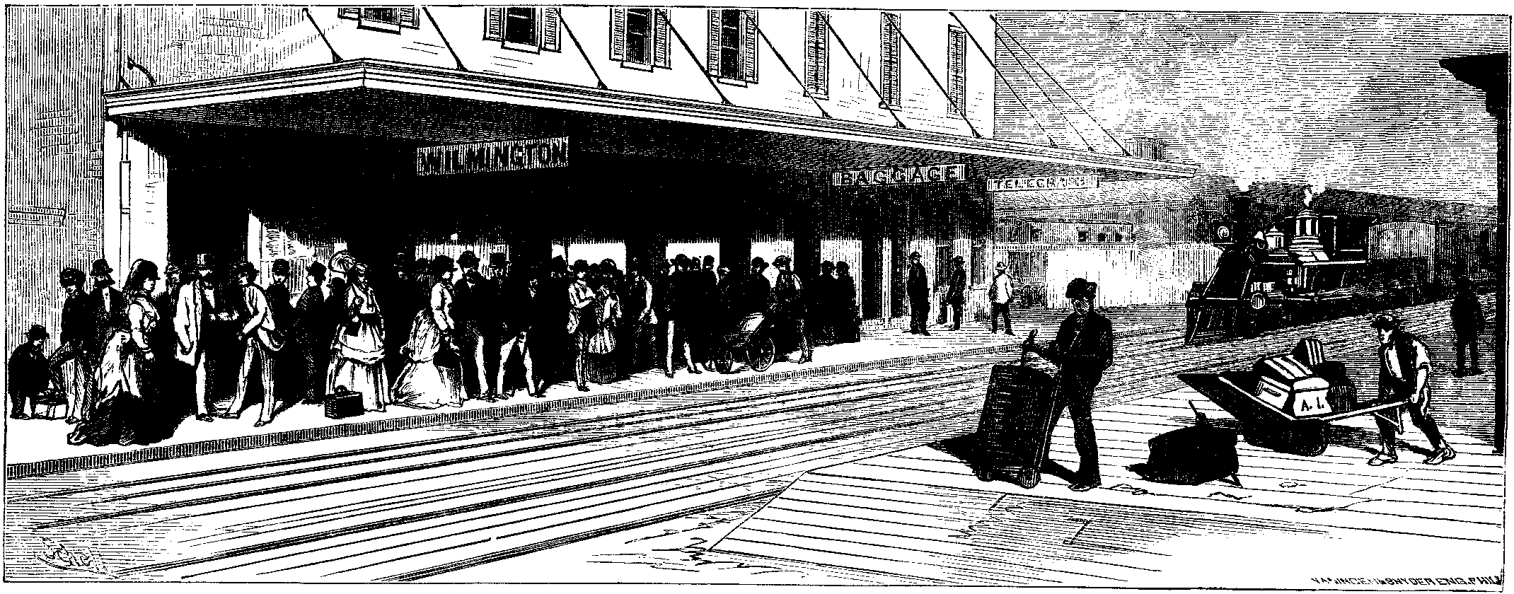 WILMINGTON DÉPÔT OF THE PHILADELPHIA, WILMINGTON AND BALTIMORE RAILROAD.