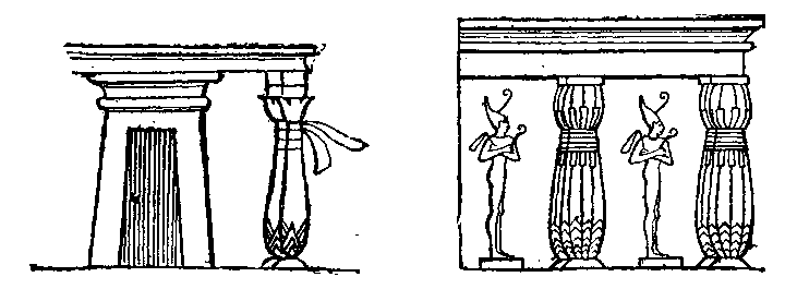 WALL-PAINTINGS, EL AMARNA. Fig. 12.--Porch of mansion, second Theban period, Fig. 13.--Porch of mansion, second Theban period. 