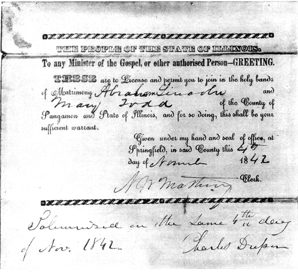 LINCOLN'S MARRIAGE LICENSE AND MARRIAGE CERTIFICATE.—NOW FIRST PUBLISHED.