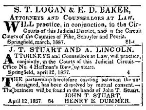 STUART AND LINCOLN'S PROFESSIONAL CARD.