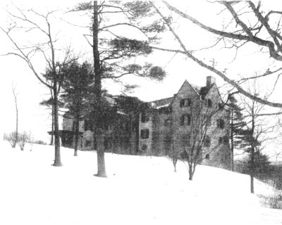 MRS. EDDY'S NEW HOME AT CHESTNUT HILL JANUARY 26, 1908. MRS. EDDY LEFT HER OLD HOME AT CONCORD AND CAME TO HER NEW HOUSE AT NEWTON ON A SPECIAL TRAIN, WITH THREE ENGINES TO INSURE HER SAFE CONDUCT