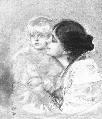 ELEANORA DUSE WITH LENBACH'S CHILD FROM THE PAINTING BY FRANZ VON LENBACH