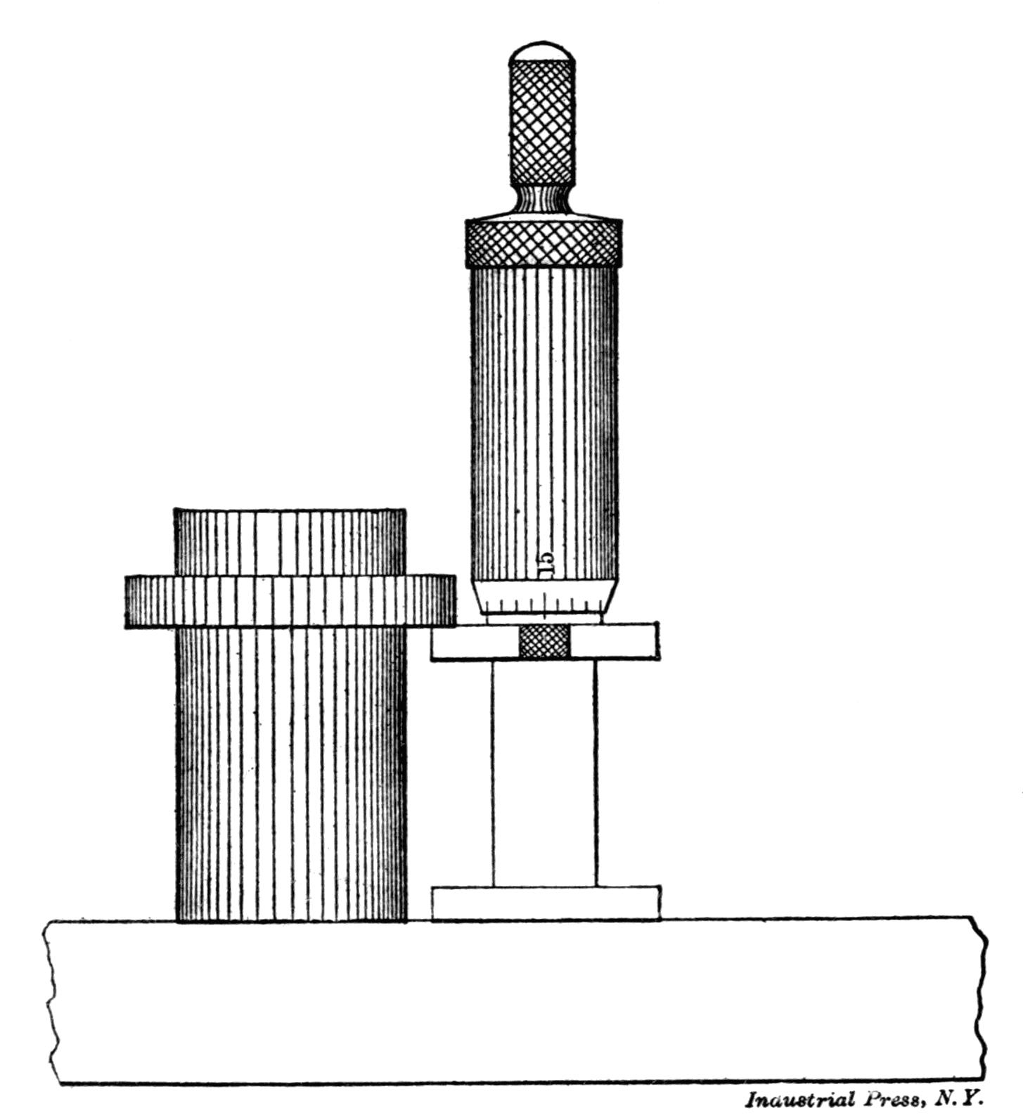 Fig. 20. Micrometer in Fig. 19 used as Height Gage Fig. 20. Micrometer in Fig. 19 used as Height Gage