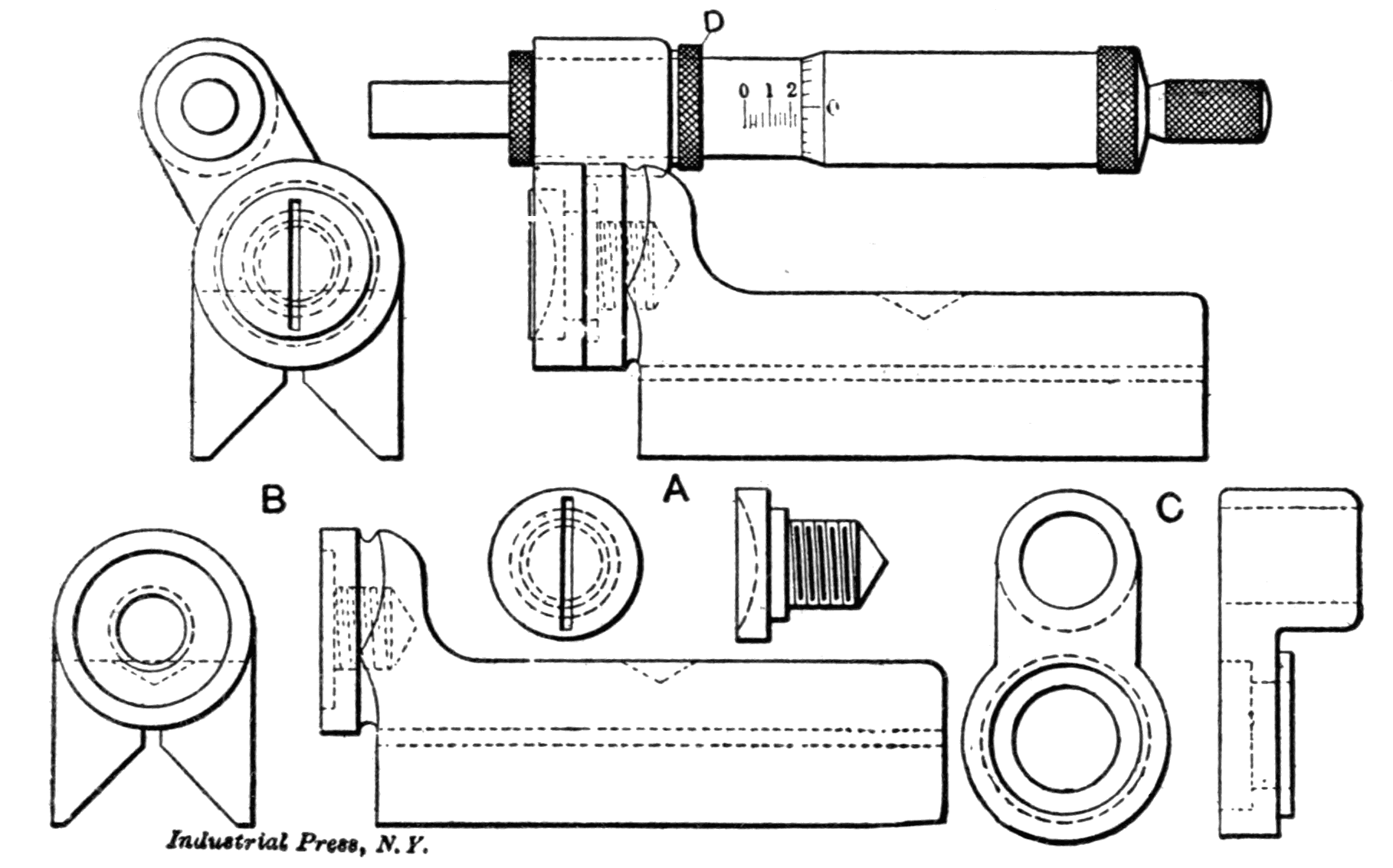 Fig. 27. Micrometer Stop for the Lathe Fig. 27. Micrometer Stop for the Lathe