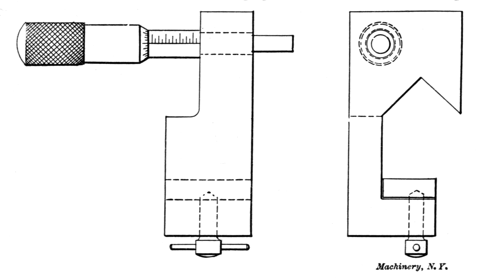 Fig. 32. Micrometer Stop for the Lathe Fig. 32. Micrometer Stop for the Lathe