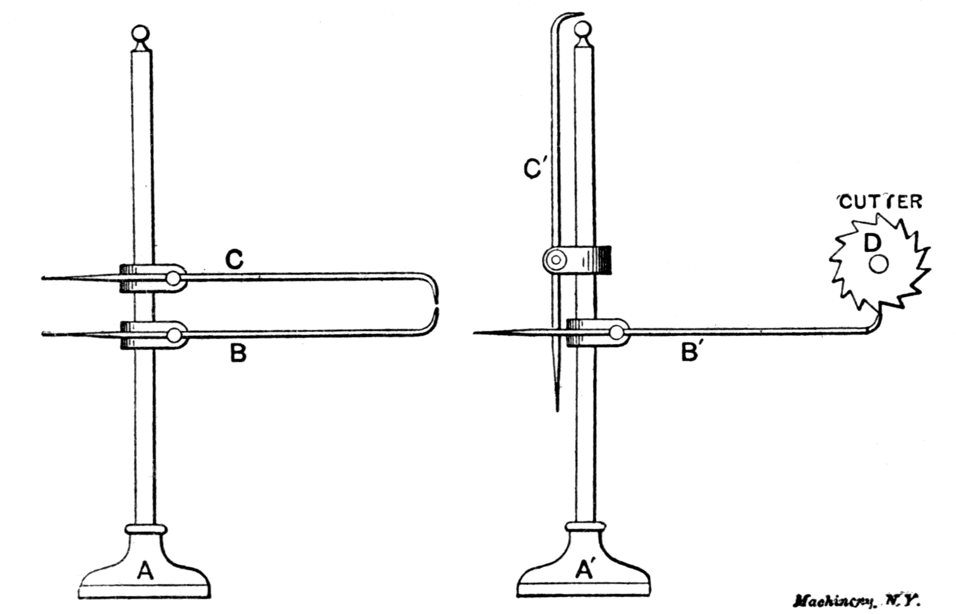 Figs. 9 and 10. Surface Gage with Two Pointers Figs. 9 and 10. Surface Gage with Two Pointers