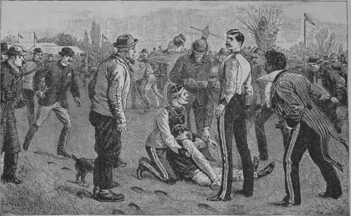 The swarming crowd round the other was watching a more exciting race than that which they had just witnessed