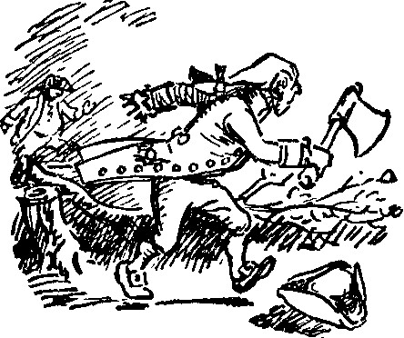 George Washington with axe and fallen tree
