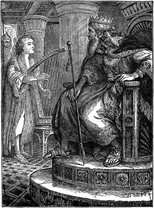 DAVID PLAYING ON THE HARP BEFORE SAUL.