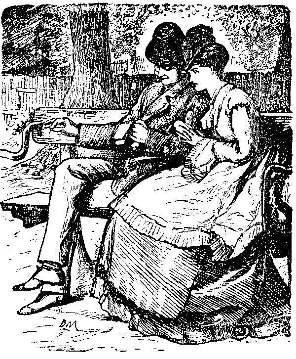 Man and woman talking sitting on bench