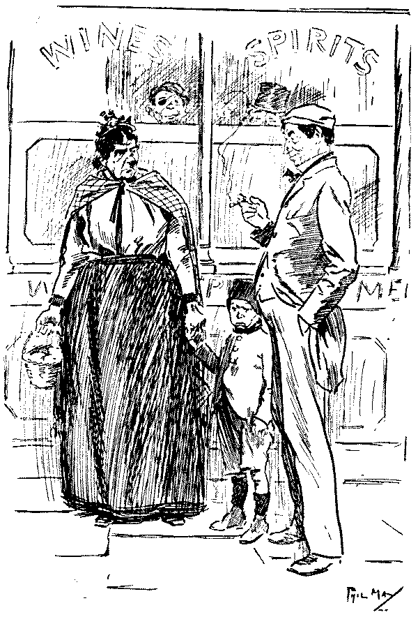 Inebriated man talking to his wife.