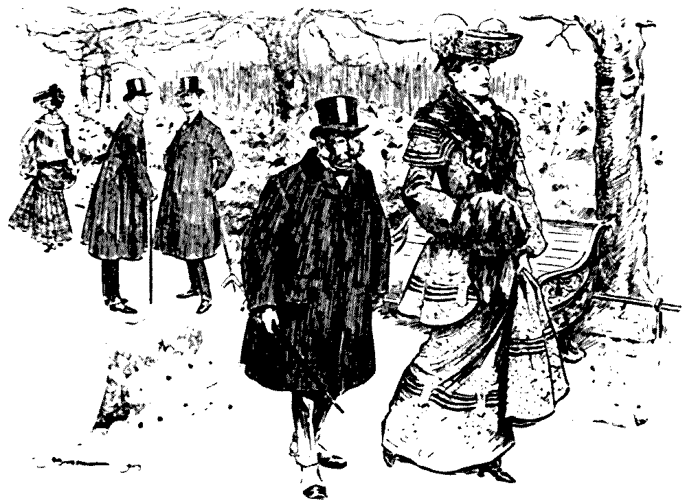 two men discussing passers-by