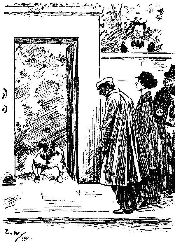 Couple looking at fierce dog