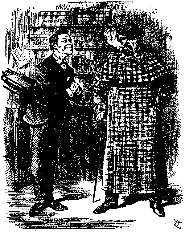 Two men talking.
